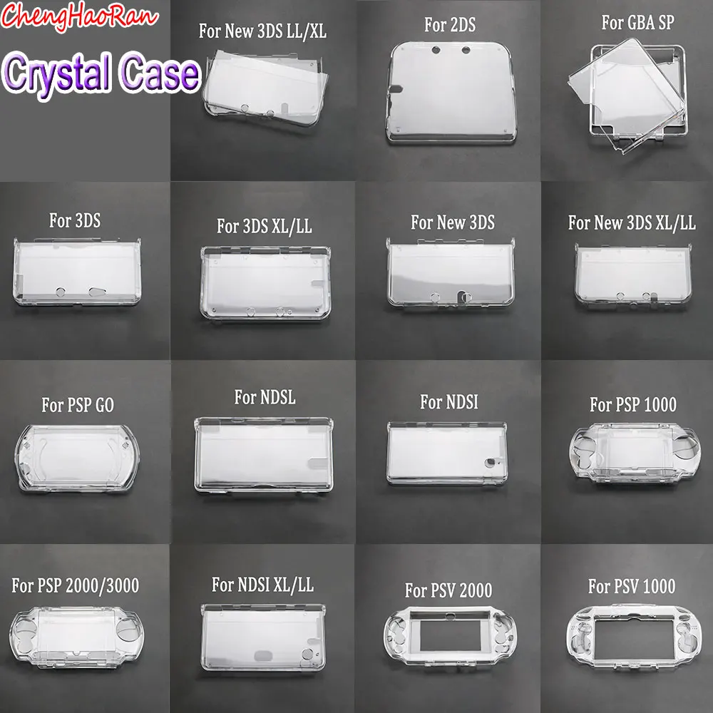 1 Piece Clear Protective Case For PSP PSV GBA SP NDSL DSI NDSi XL 3DS XL New 3DS XLLL Console Plastic Crystal Hard Shell