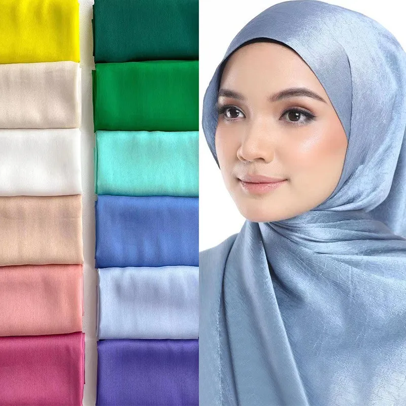 Solid Color Transparent Chiffon Silk Scarf Summer Beach Towel Sunscreen Shawl Muslim Long Shawl Islamic Turban Bandanna Hijab