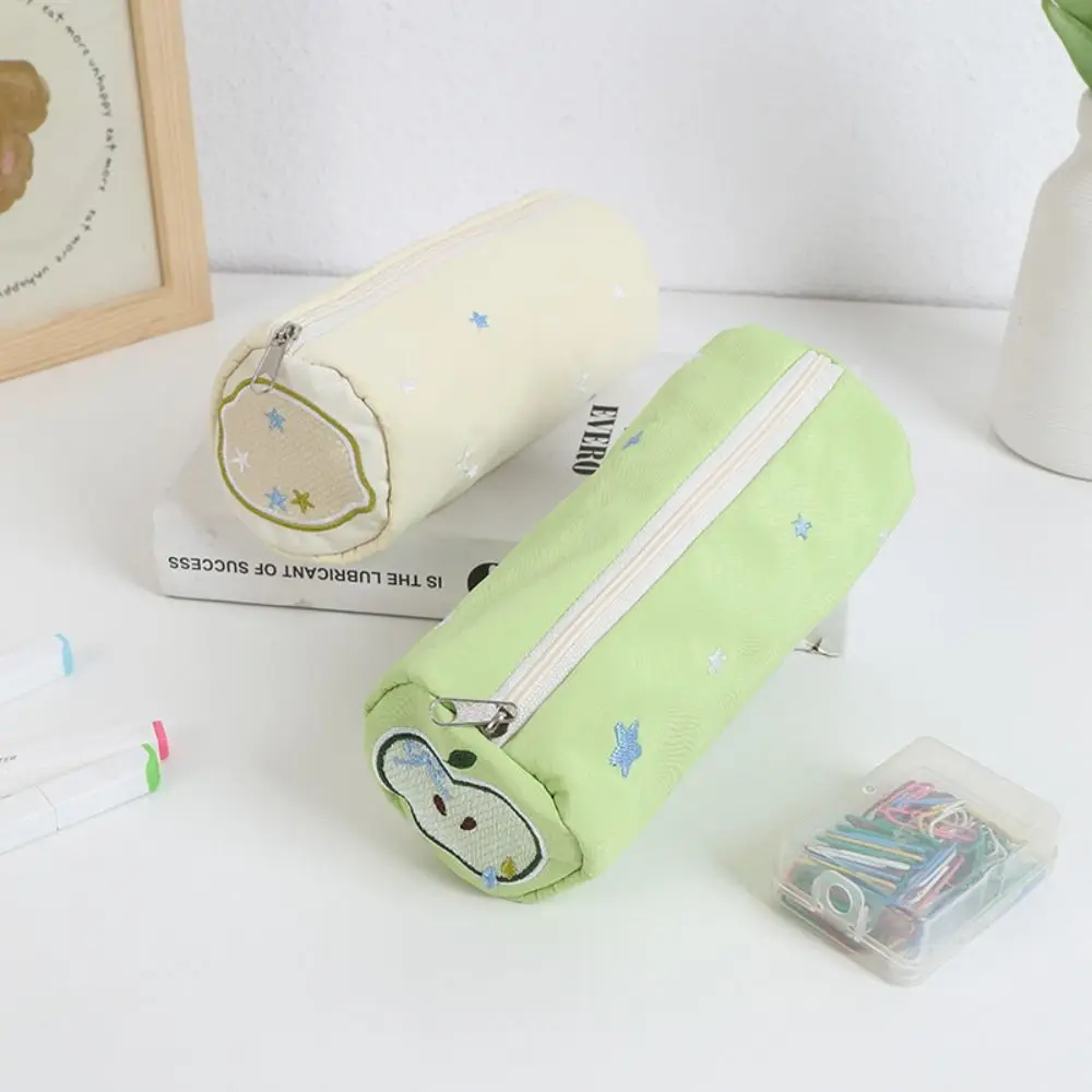 Multifunctional Embroidered Pen Bag Soft Touch Large Capacity Pencil Case Pen Box Student Gift