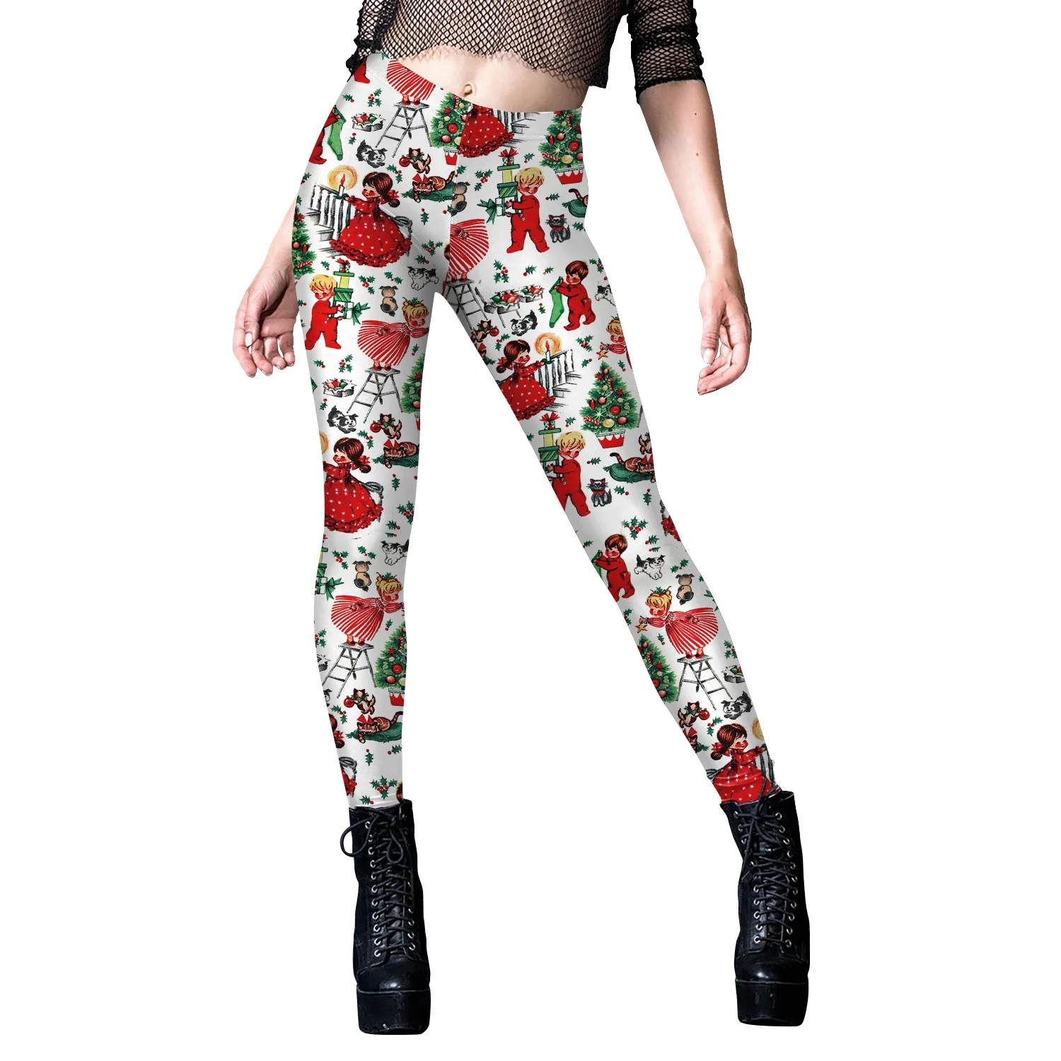 Damskie legginsy do jogi z grafiką choinki, modne, w paski, elastyczne, do codziennych zajęć, biegania na świeżym powietrzu, fitnessu, z wysokim stanem.