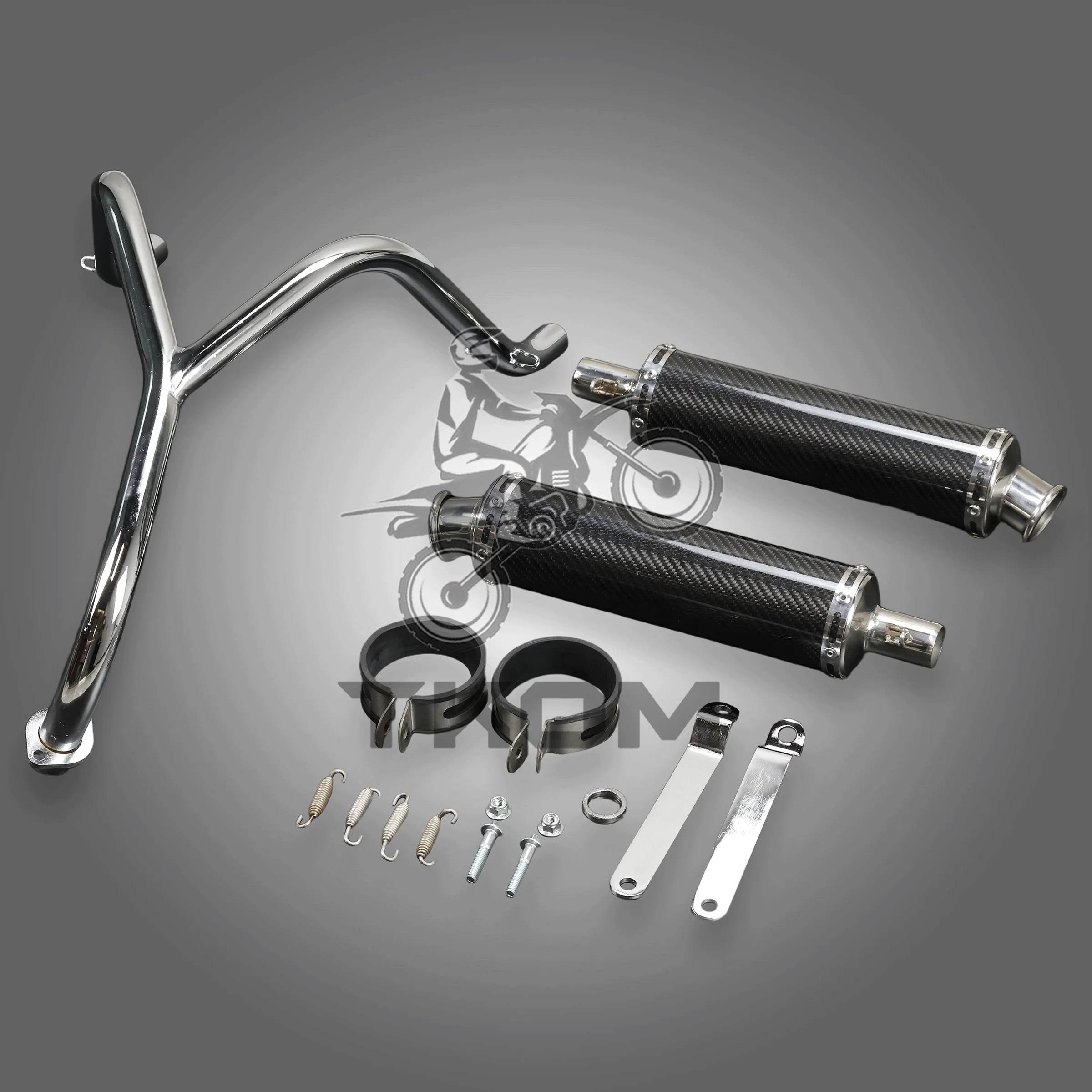 Línea de escape cromada doble Dax Monkey para modificación del tubo de escape de bicicleta Dax CT70 y Monkey Z50