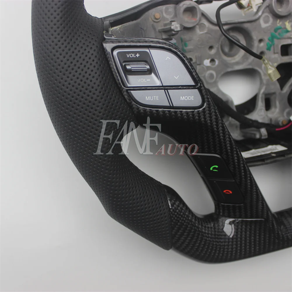 Replacement Real Carbon Fiber Steering Wheel with Leather for Hyundai IX45 SANTA FE  2013-2018