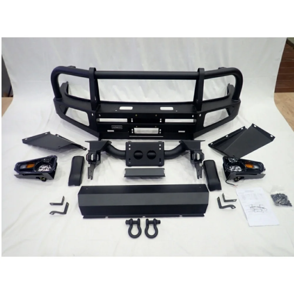 المصد الأمامي Land Cruiser Prado 120 للطرق الوعرة مع طين فولاذي مثبت على ونش باللون الأسود #5