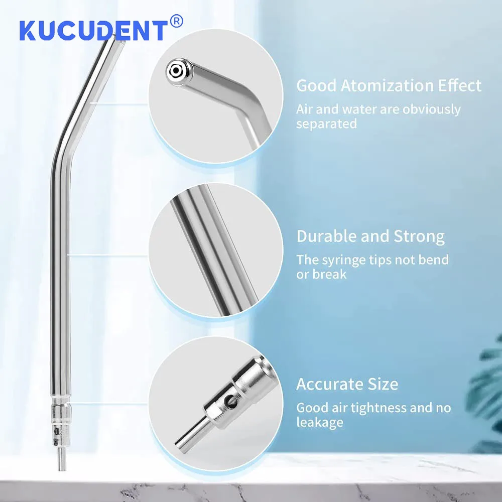 KUCUDENT Dentale In Metallo 3 Vie Siringa Ugelli In Acciaio Inox Aria Acqua Siringa Punte Autoclavabili Riutilizzabili Strumenti di Laboratorio di Odontoiatria