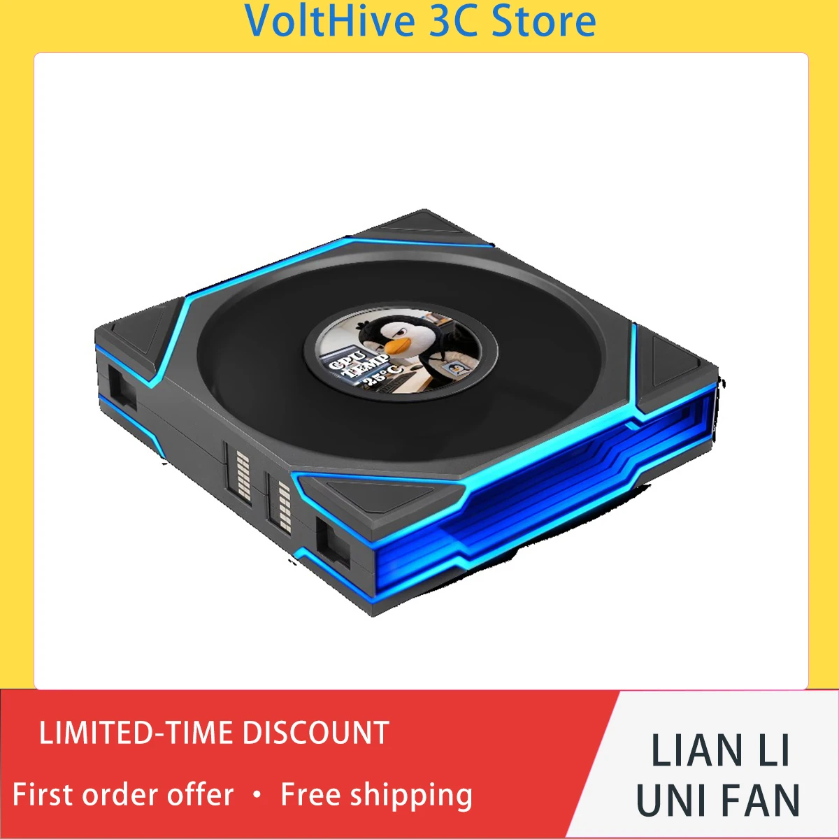 LIAN LI UNI FAN TL FLEX LCD 120mm ARGB Reverse Blade Case Fan 1.8‑inch LCD Screen Single Pack No Controller for PC Gaming Gift