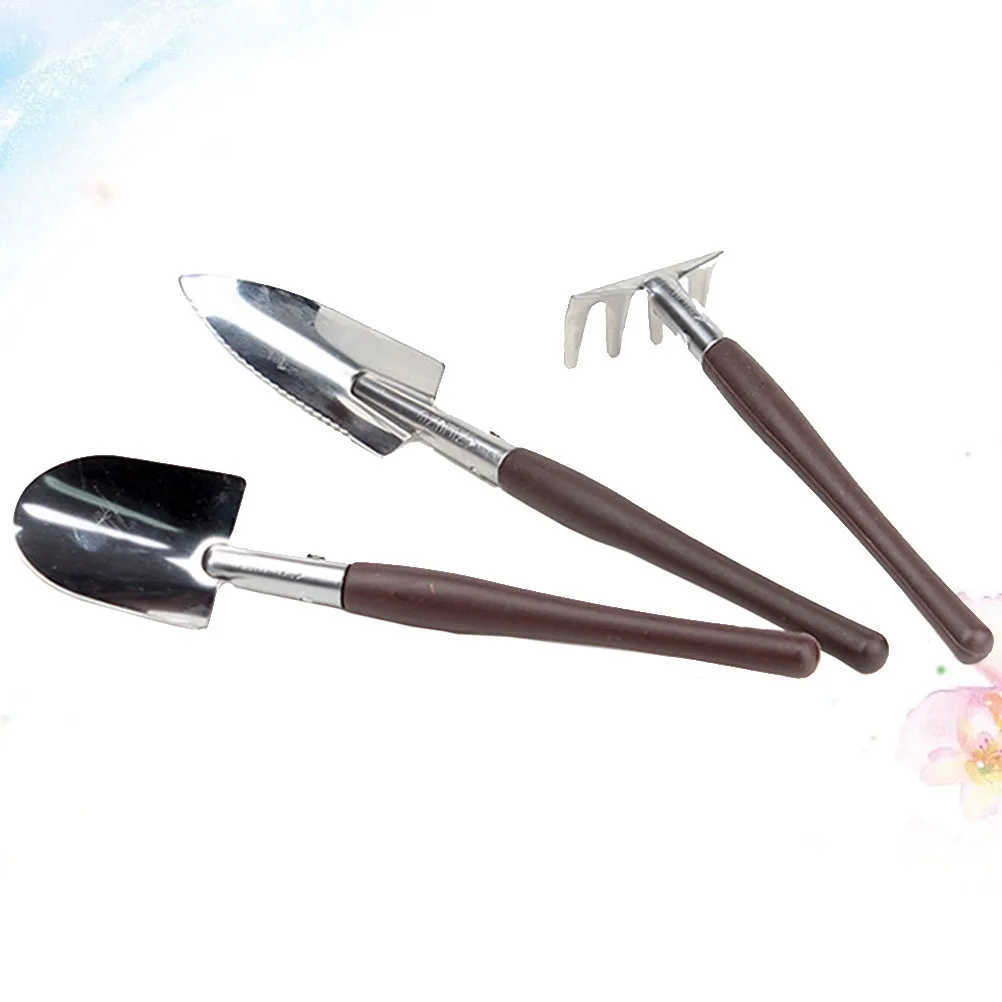 3pcs in 1 Set Gardening Tools Accessories Mini Shovel Rake Anti-skid Plastic Handle Cultivator for Flowerpot