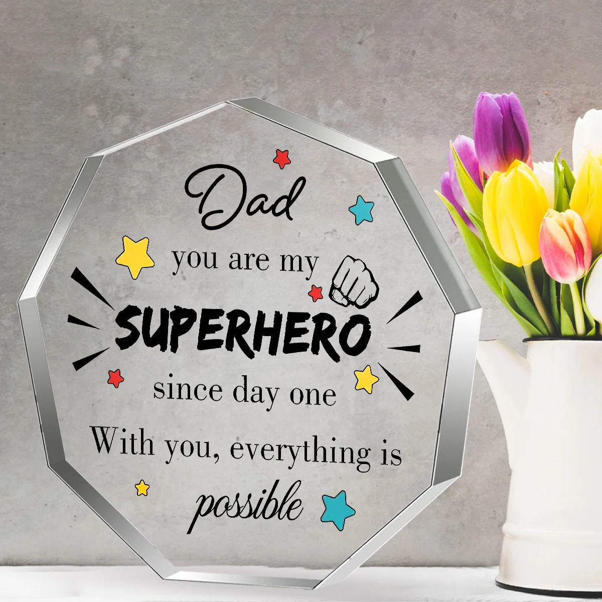 Fathers Day Dad Gifts for Men from Son Daugther Sentimental Gift Clear Acrylic Plaque Home Decor House Decorations Unique Father