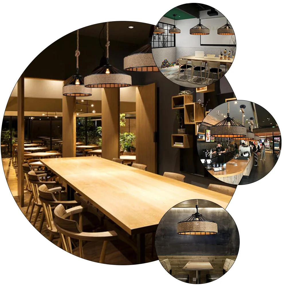 

Hemp Rope Chandelier Cover 30cm Industrial Retro Style Bar Cafe Lighting Decor Adjustable 1m Cord Lamp Chimney Shade