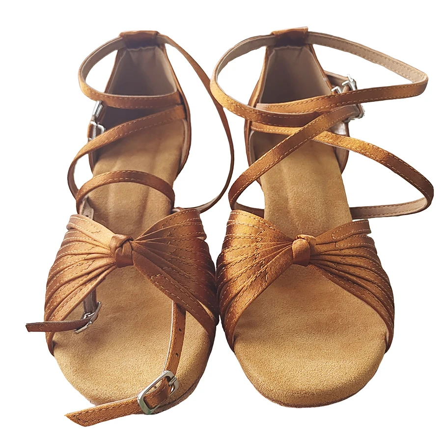USHINE Silk Satin Leather Latin Dance Shoes Ladies Girls Sneaker Dancing Shoes Women Jazz Ballroom Salsa Dance Shoes 5cm/7cm