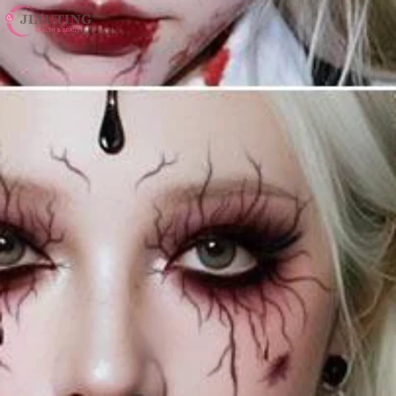 1/4/6pcs Vein Design Fake Tattoo For Halloween Party Body Art Waterproof Vascular Tattoo Stickers For Women Men Eyebrow Face