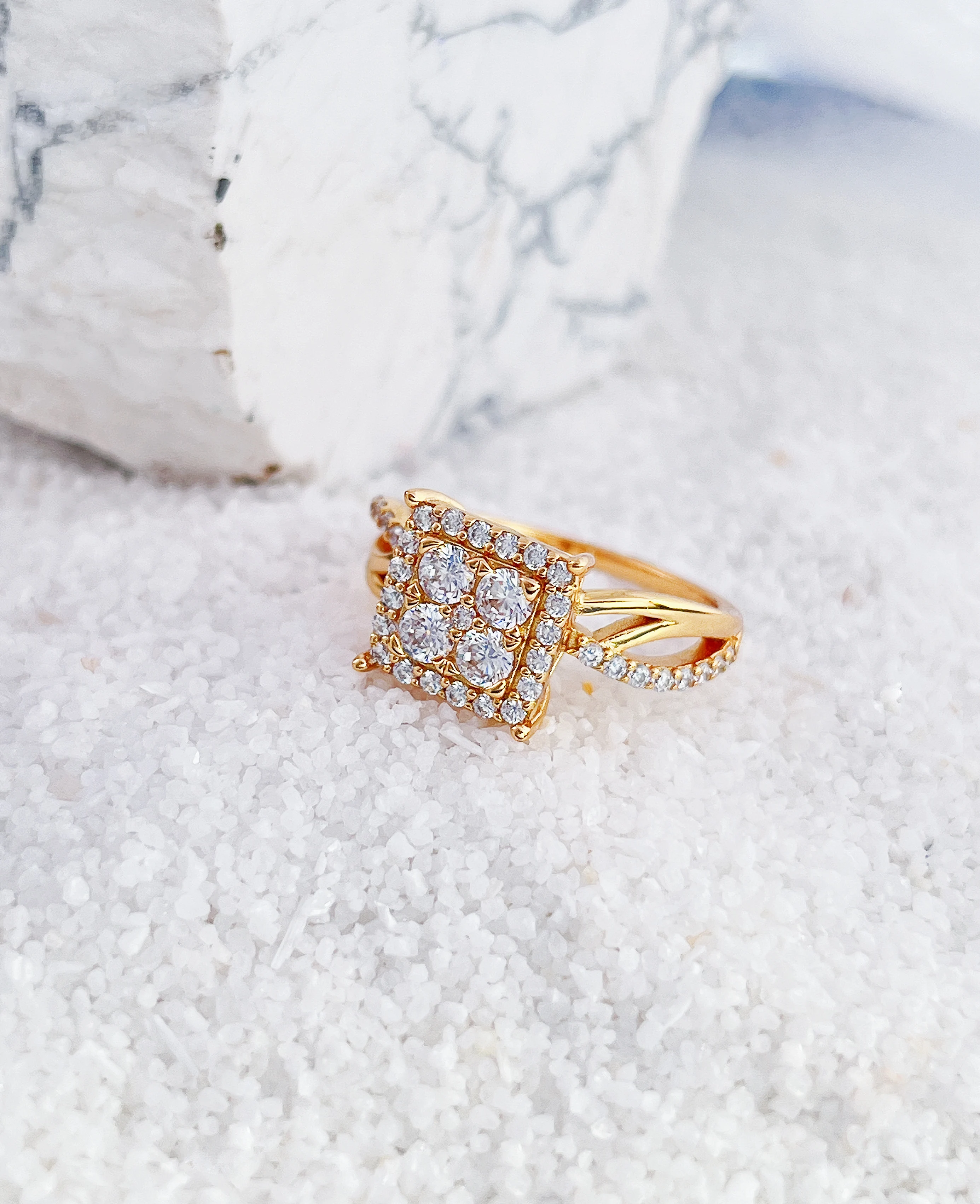 تصميم جديد عبر الحدود، مجموعة مربعة بسيطة هندسية، خاتم زركونيا يوميًا، نماذج مجوهرات متعددة الاستخدامات