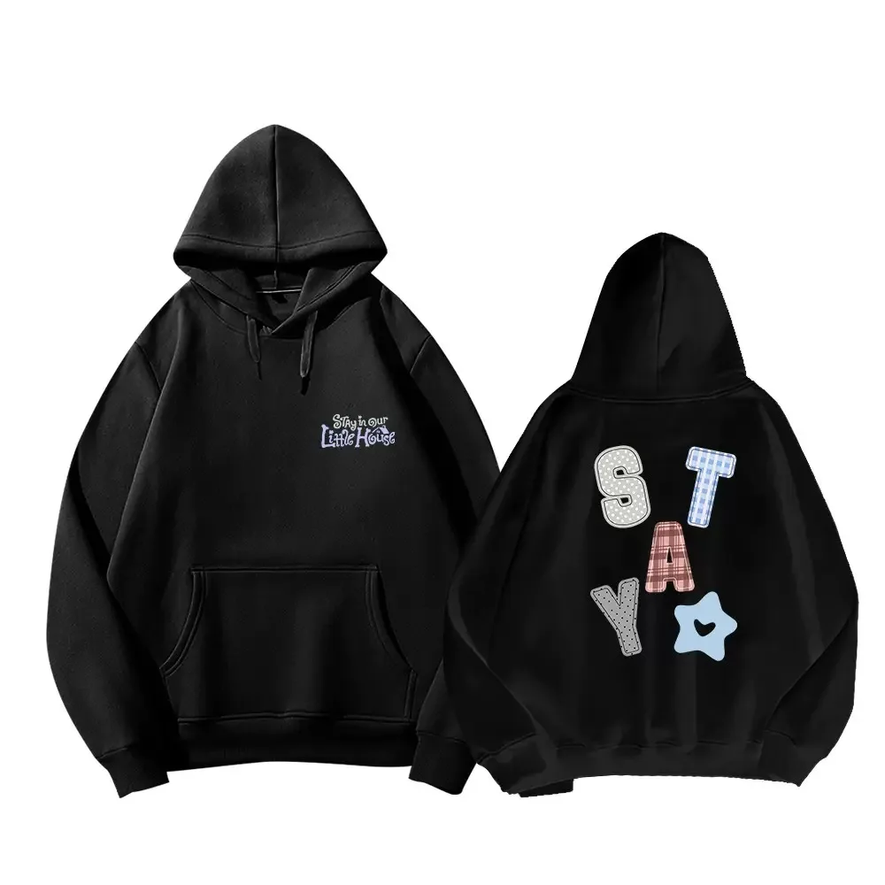 Hoodies STAY In Our Little House Kpop Fashion Star Sweatshirt mit gleichen Buchstaben, trendiger Streetwear-Pullover mit Kapuze – Detail 9