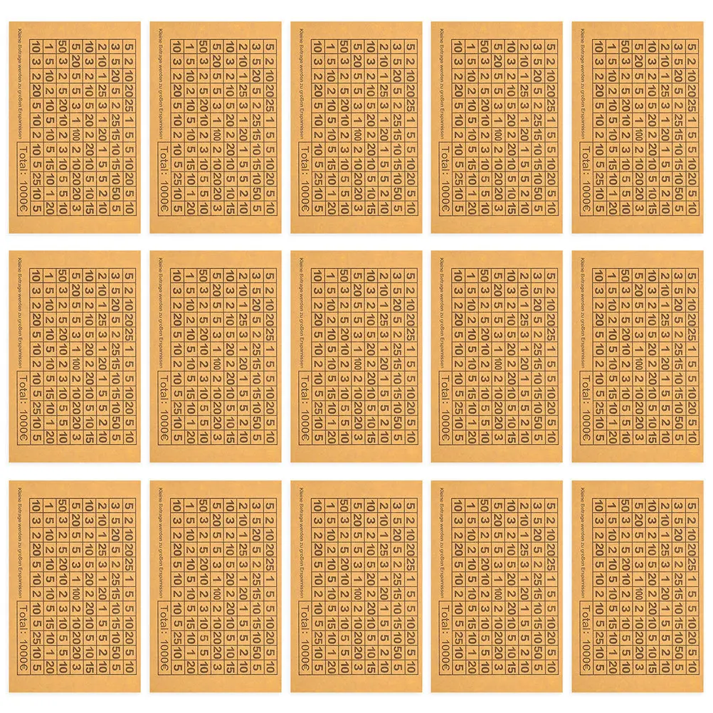 50pcs Euro Savings Sticker 1000 Beige Target Decal For Money Box Numbered Label Sticker For Coin Bank Diy Saving Jar Tracker