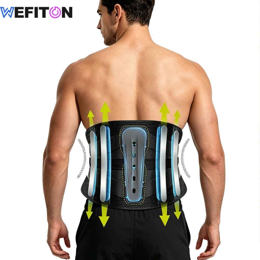 Heavy Duty Steel Plate Lumbar Back Brace,Breathable Adjustable Compression Waist Support, Stabilize Lower Back Outdoor Exercises