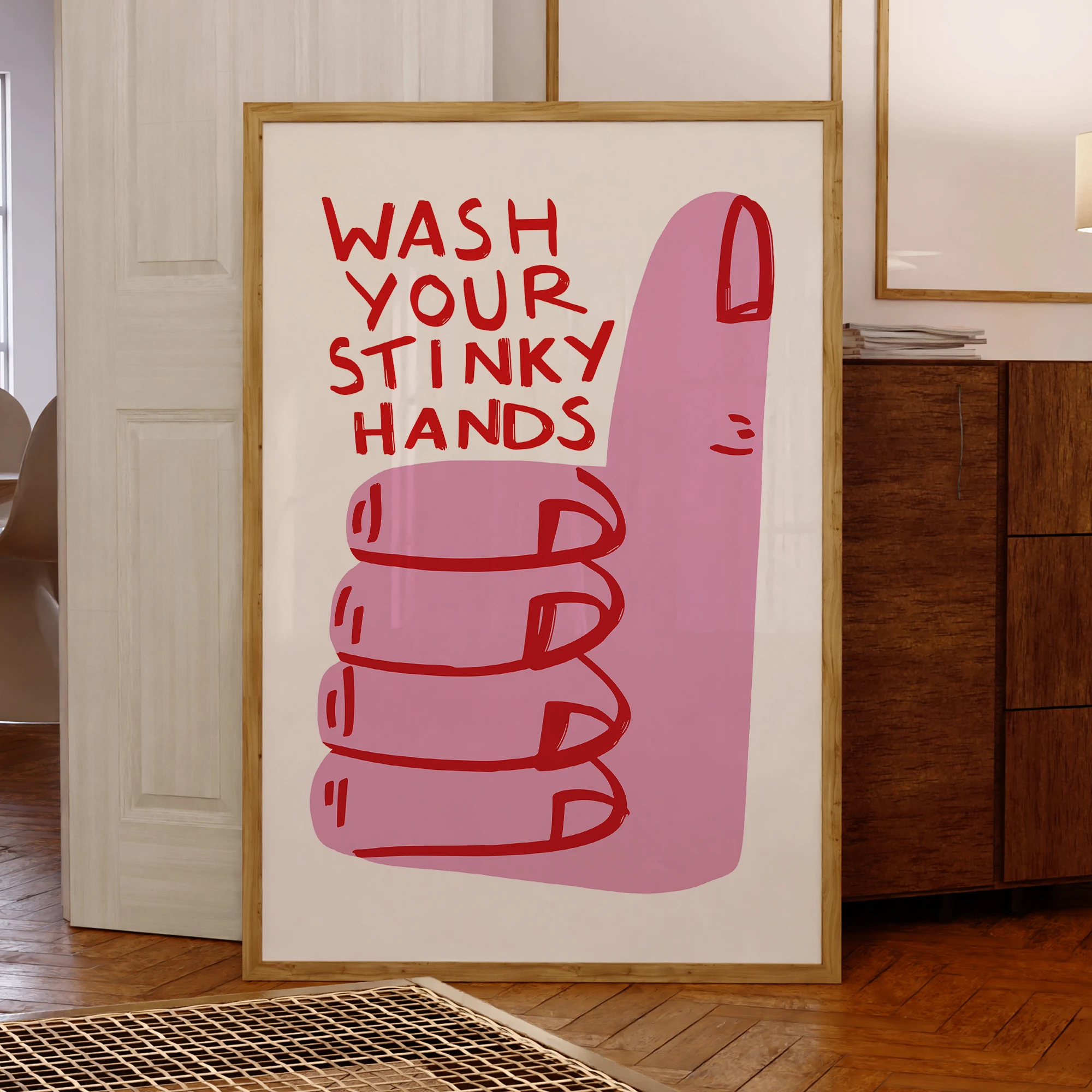 Moderne Wandkunstdrucke „Waschen Sie Ihre stinkenden Hände“ auf Leinwand, Poster, Bild für Wohnzimmer, Badezimmer, Heimdekoration, Geschenk