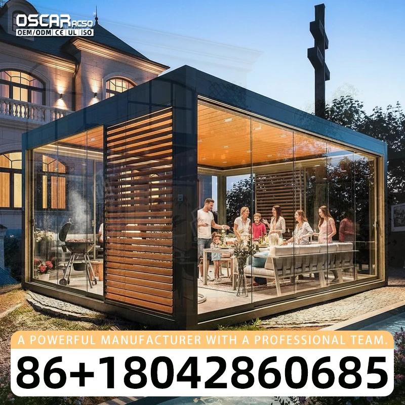 Waterproof Bioclimatic Motorised Louvered Outdoor Structures with Curtains Aluminum Pergola Roof and Gazebo for Garden Patio Poo