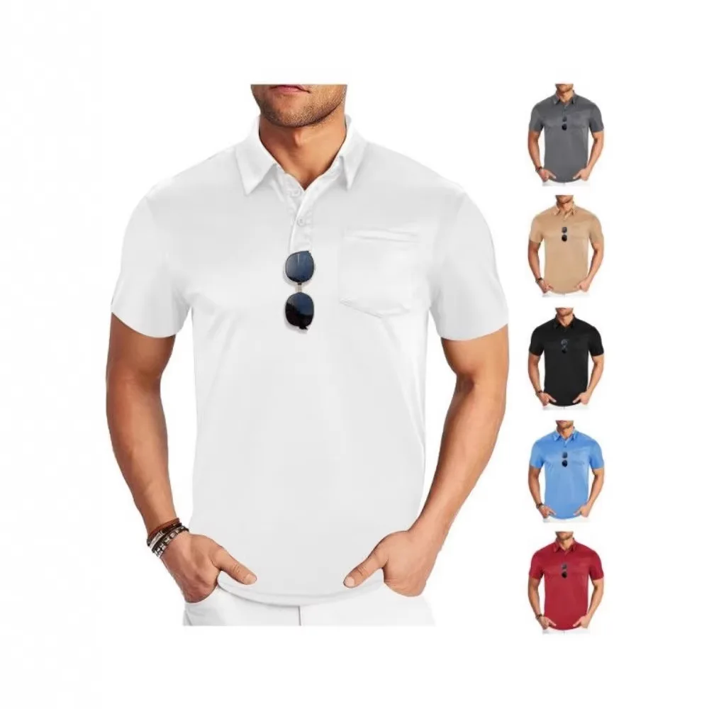 

Summer New Casual Lapel Short-sleeved POLO Shirt Solid Color Shirt T-shirt Top Men's Clothing