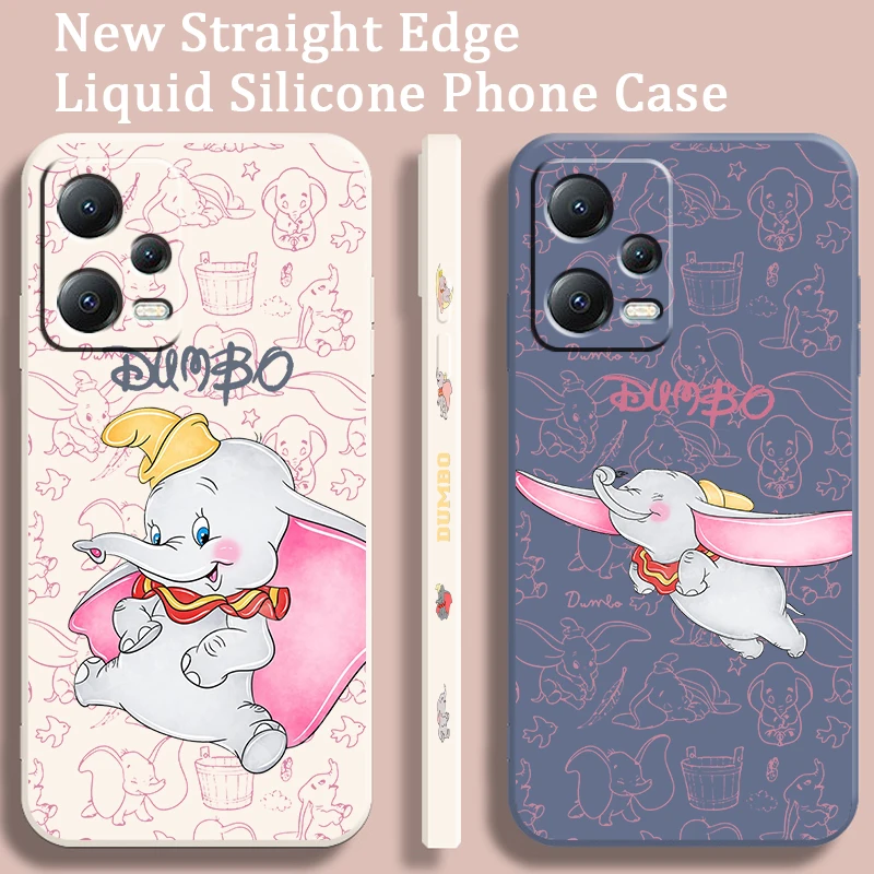 Disney Dumbo Cartoon Cute Liquid Left Rope For Xiaomi Redmi Note 13 12 12S 12R 11 11T 11S 10 10S Pro Plus 5G TPU Phone Case