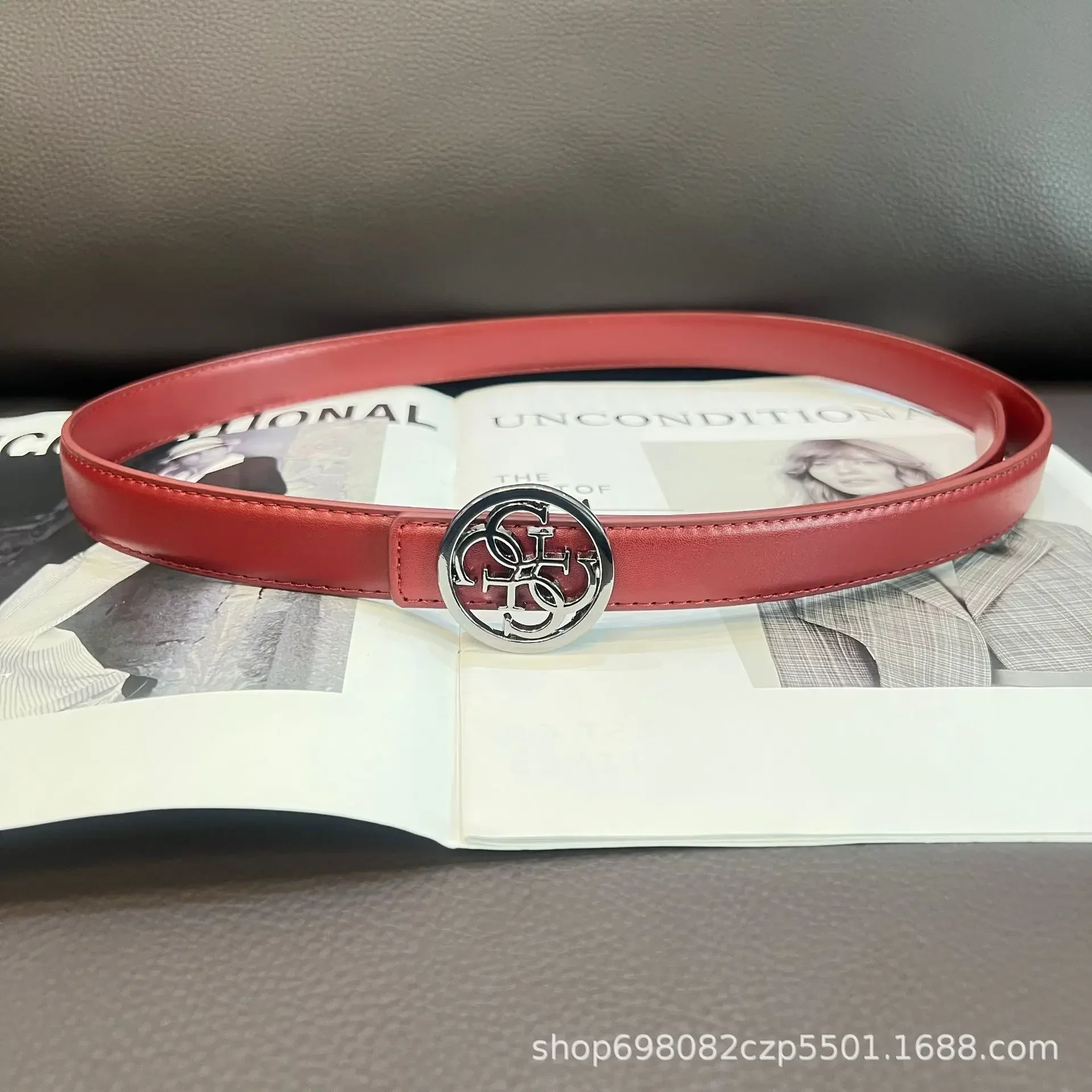 Ceinture à boucle avec حروف بسيطة صب نساء، jupe et pantalon، ceinture ديكور، وضع à la، polyvalente