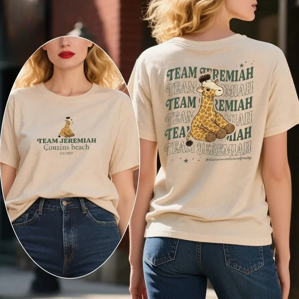 تي شيرت نسائي جميل على الوجهين من الصيف تي شيرت للشاطئ تي شيرت فريق كونراد بطن إرميا قميص سوف نصل على صيف دائمًا