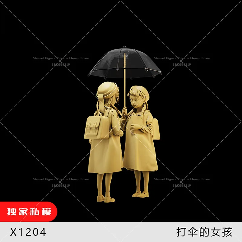 1/64 1/43 1/35 Scale Miniature Scene Doll The Girls Holding Umbrellas Daily Street Photography Un-panited White Mini Figure