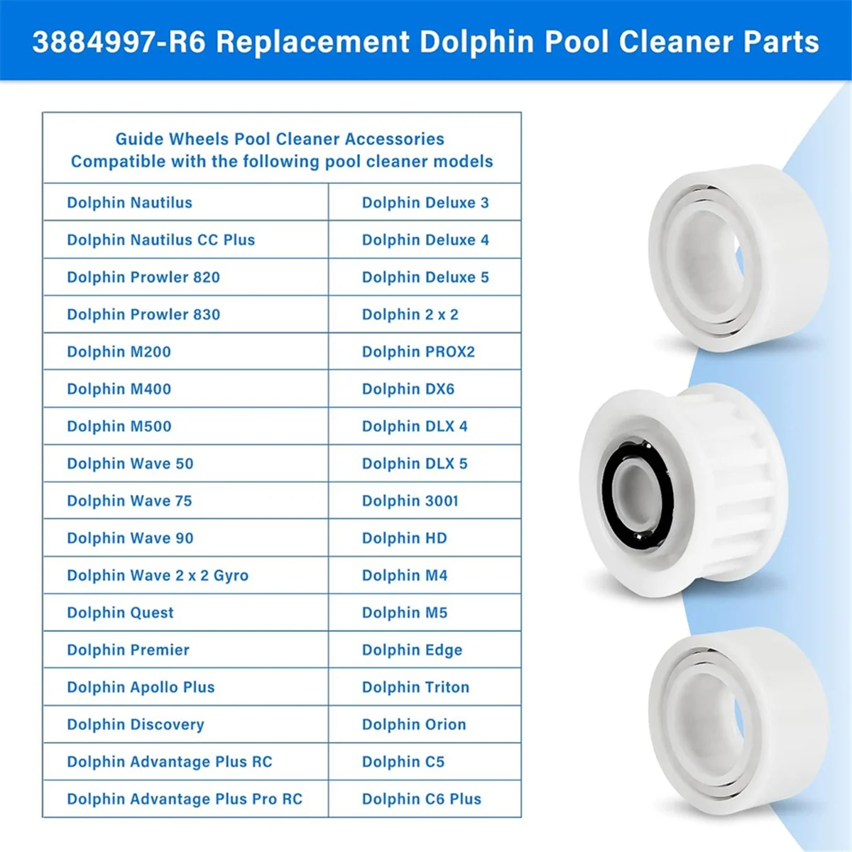 Dolphin Pool Cleaner Peças De Reposição, Rodas Guia Com Engrenagens De Polia, Trilha De Cronometragem, 3884997-R6