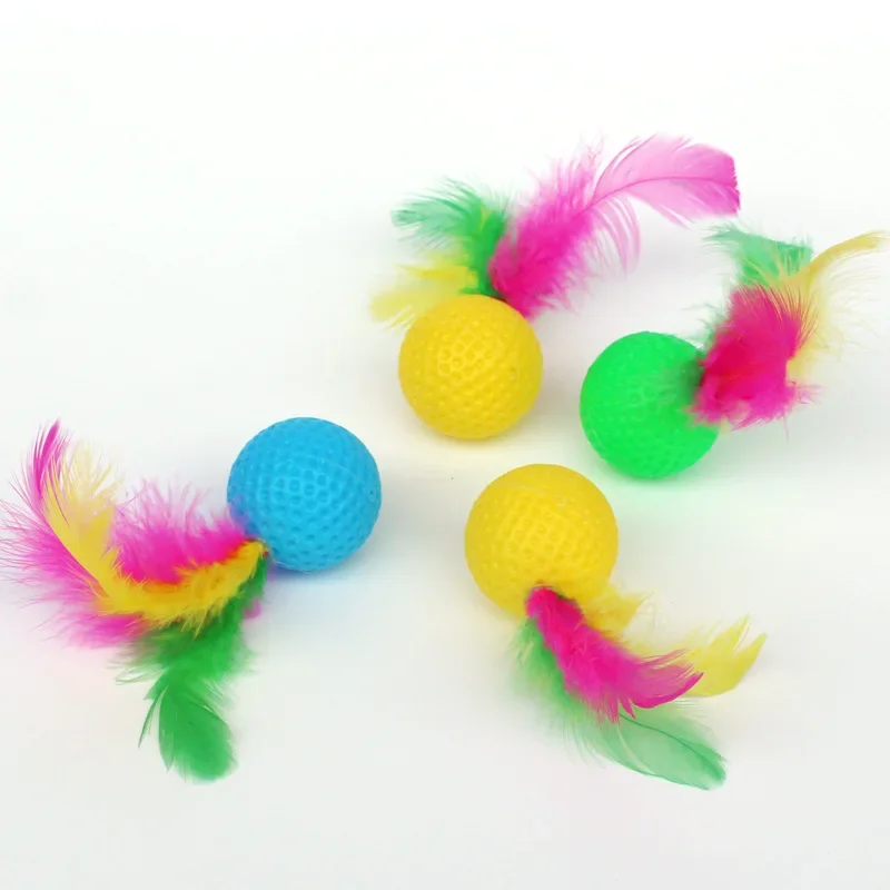 Juguete de bádminton para gato, bola colorida divertida, pluma de captura de sonido, suministros para mascotas, juguetes interactivos para mascotas