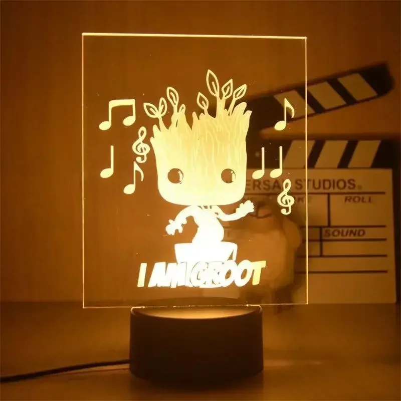 

Kawaii Anime Groot Figurine 3D LED Nightlight Marvel Avengers Groot USB Table Lamp for Bedroom Decor Boys Toys Holiday Gift