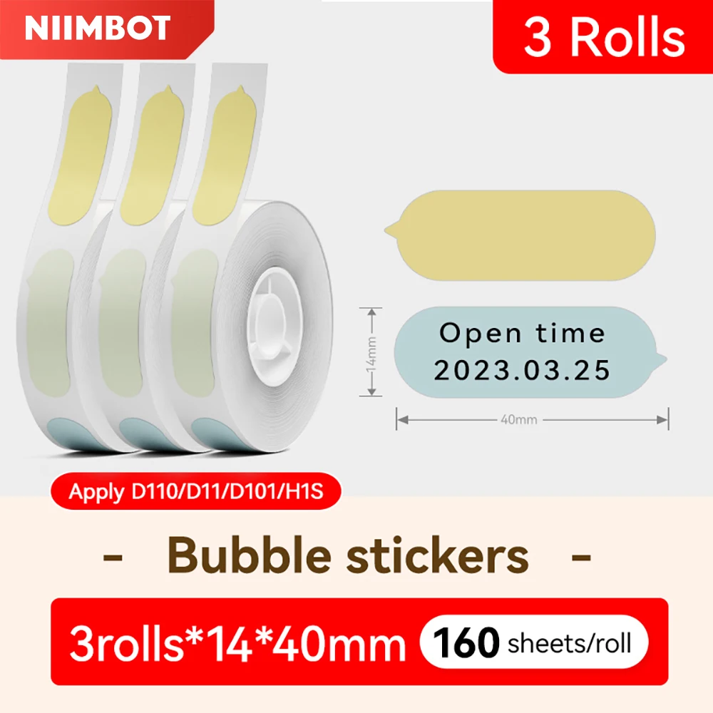 

3 Rolls Color Thermal Label Paper Self-adhesive Sticker for Niimbot D11 D110 D101 H1S Home Office Printer