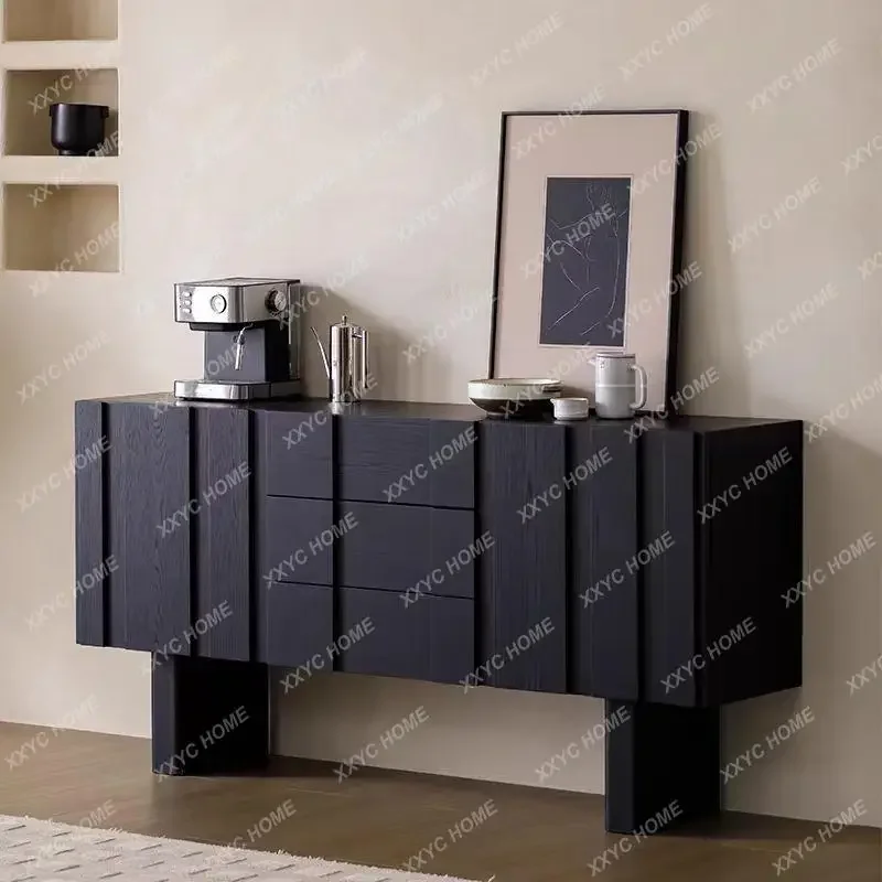 Y Black medieval solid wood dining side cabinet enters the door, ash wood porch cabinet