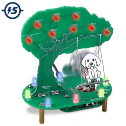 DIY Swing Soldering Project Kit Dog Swing Electromagnetic Swing Electronic Practice Kits with RGB LED Lights for STEM Education