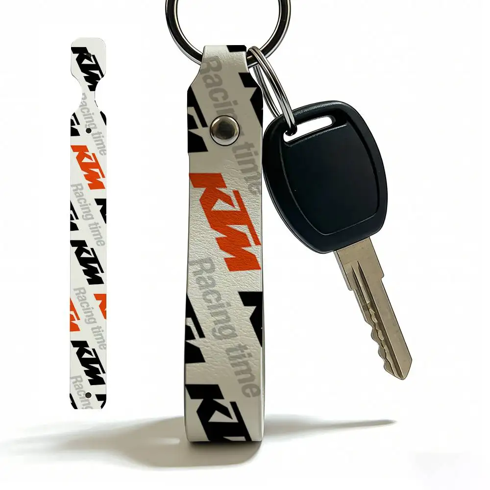 For KTM PU Leather Motorcycle Keychain Universal Motorbike Key Ring Holder For Riders Men Gift
