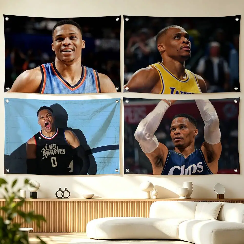 L-Legendary Point Guard Russell Westbrook   Flags Wall Hanging Tapestry Outdoor Garage Room Decorative flag Background Blanket