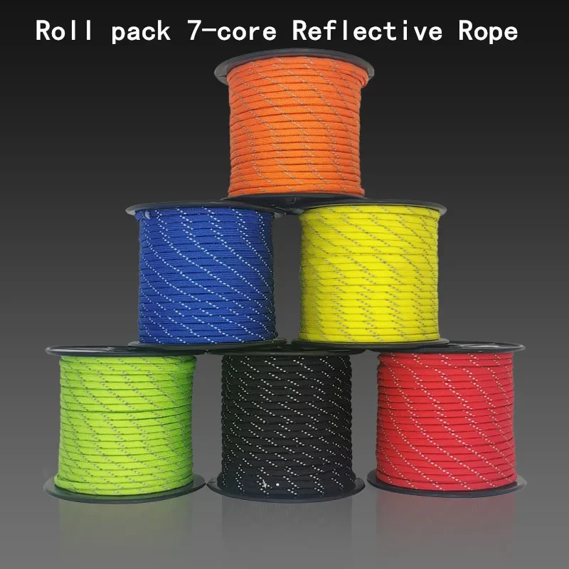 

50/100m Multifunctional 7 Core Reflective 550 Paracord Rope 4 Mm Camping Survival Edc Outdoor Parachute Cord Lanyard Rescue Rope