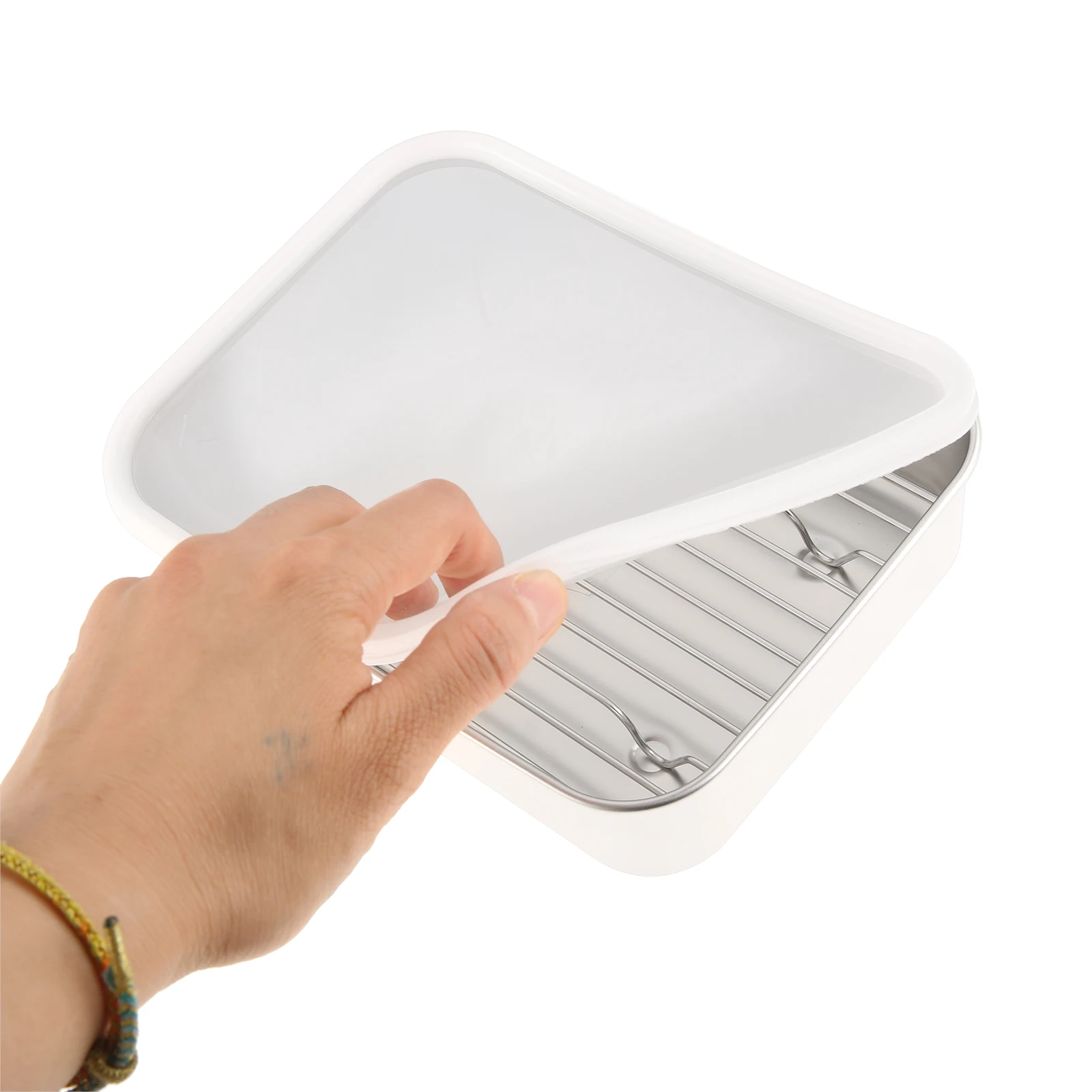 1Set Rust-proof Baking Tray And Rack With Airtight lid Set Stainless Steel For Ninja Dual Zone AF300EU AF400EU Cosori Philips