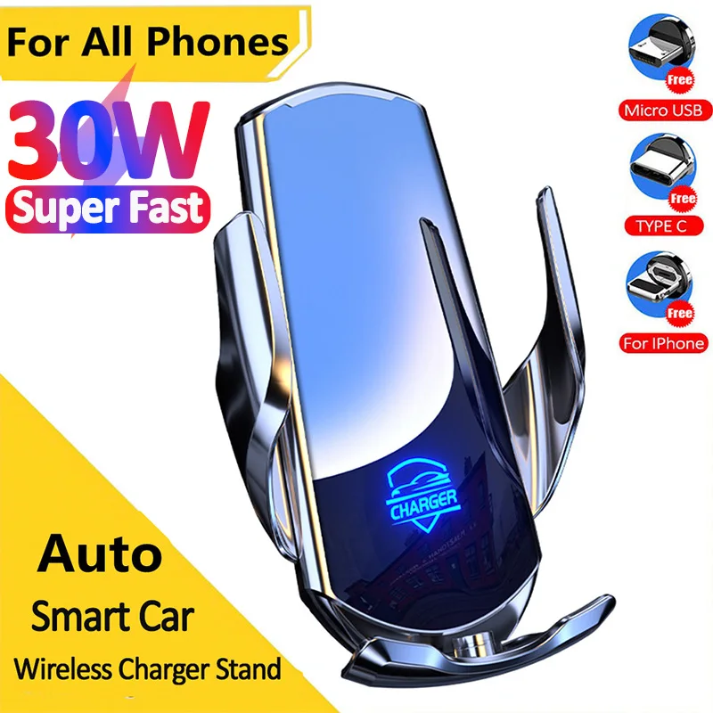 30W Magnetic Car Wireless Charger Automatic Air Vent Mount Fast Charging Phone Holder Stand For Iphone 14 13 12 Samsung Xiaomi