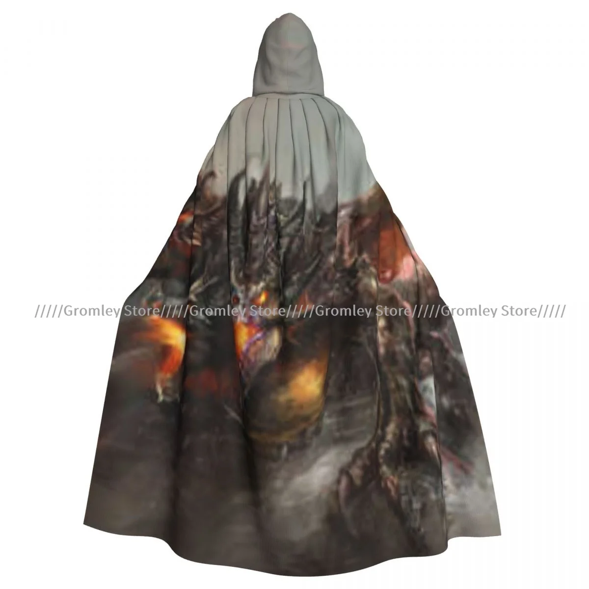 Unisex Halloween Cloak Headed Breathing Dragon Large Monster Gothic Theme Cape Hooded Medieval Costume Witch Wicca Vampire