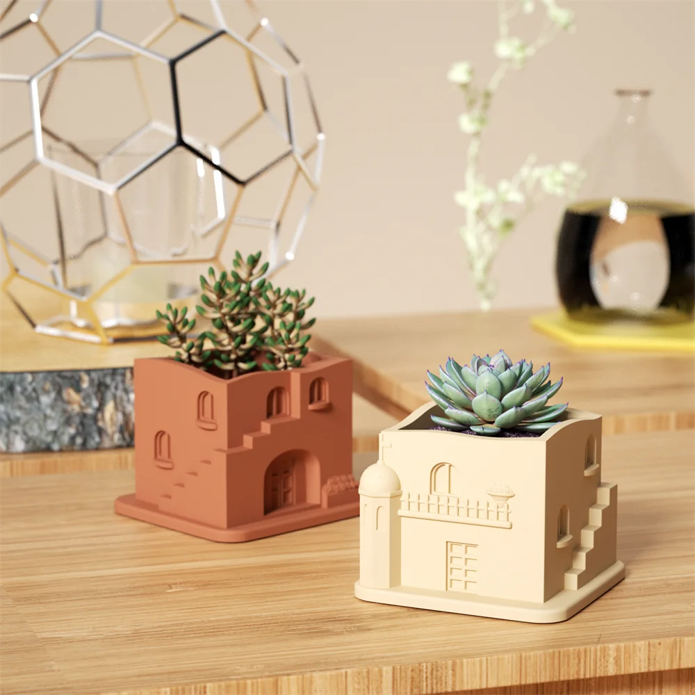 

Boowan Nicole Plant Pot Silicone Molds for Concrete and Cement Mini House Storage Box Jesmonite Mold Handmade Succulent Pot Mold