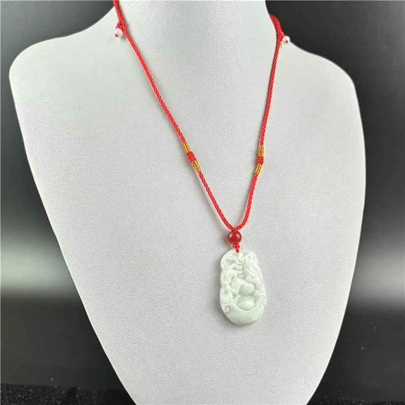 Chinese Zodiac Gesneden Jade Hanger Ketting Charm Sieraden Mode Vrouwen Accessoires Geluk Amulet Geschenken