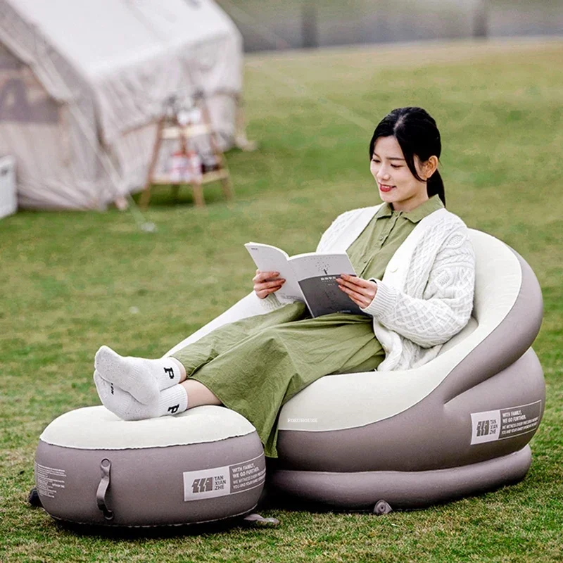 Outdoor Automatic Inflatable Seatings Sofa Portable Home Recliner Chair Camping Folding Punch Single Air Bed Outdoor Furniture O