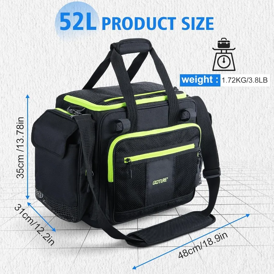 Goture حقيبة معالجة كبيرة 600D مقاومة للماء في المياه المالحة حقيبة معدات صيد الأسماك مع IPX5 إيفا أسفل SBS سحابات مخزن ما يصل إلى 6 قطعة 3700 #6
