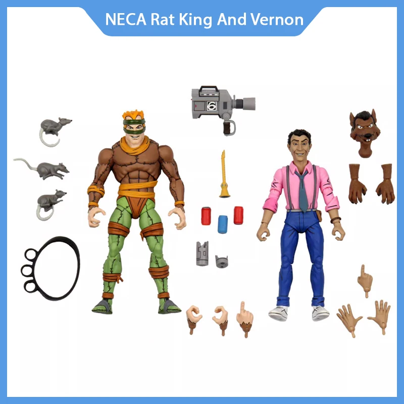 

In Stock Neca Shredder Turtle Krang Shredder Aninination Rat King And Vernon Fenwick Classic Movable Action Figure Toy Gift