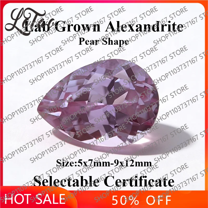 Top Lab Grown Alexandrite Stone Pear Shape Charms Gemstone for DIY Ring Necklace Earrings Main Materials Selectable Certificate