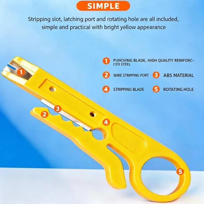 1Pc Mini Wire Cutter Punch Down Tool Simple Wire Stripping Tool Multifunctional Cable Stripper