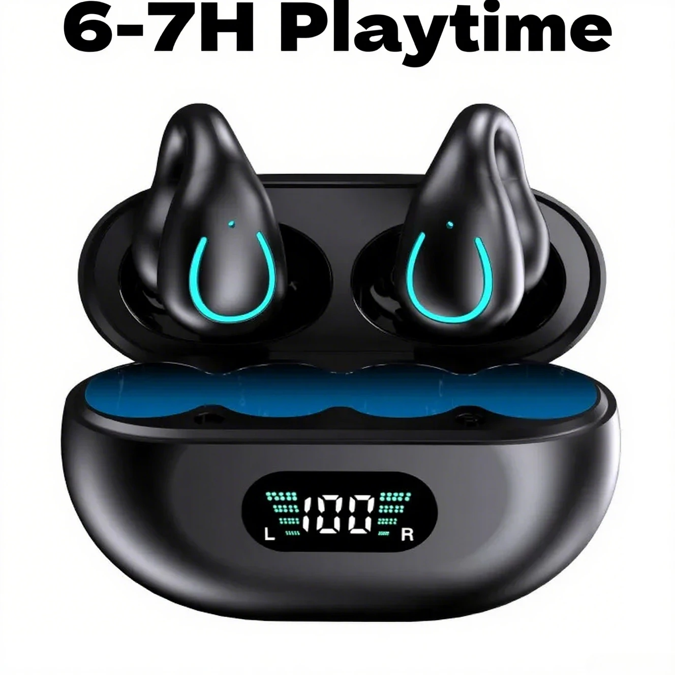 

Wireless Headset bluetooth 5.3 long battery OWS Design Open Ear Bone Conduction Headphones Clip on EarBuds for Sport