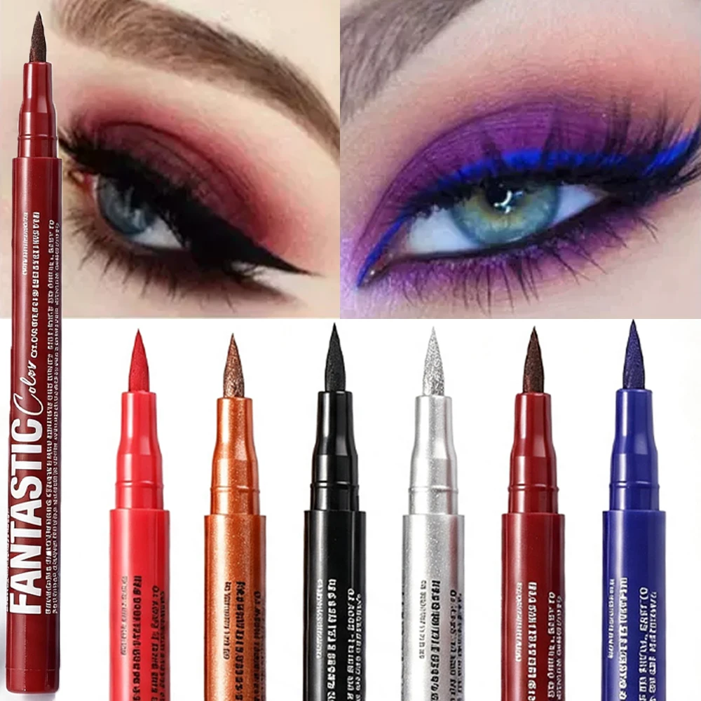 Matte Dark Red Blue Eye Liner Makeup White Liquid Eyeliner Quick-Drying Waterproof Ultra-thin Long-Lasting Colorful Eyeliner