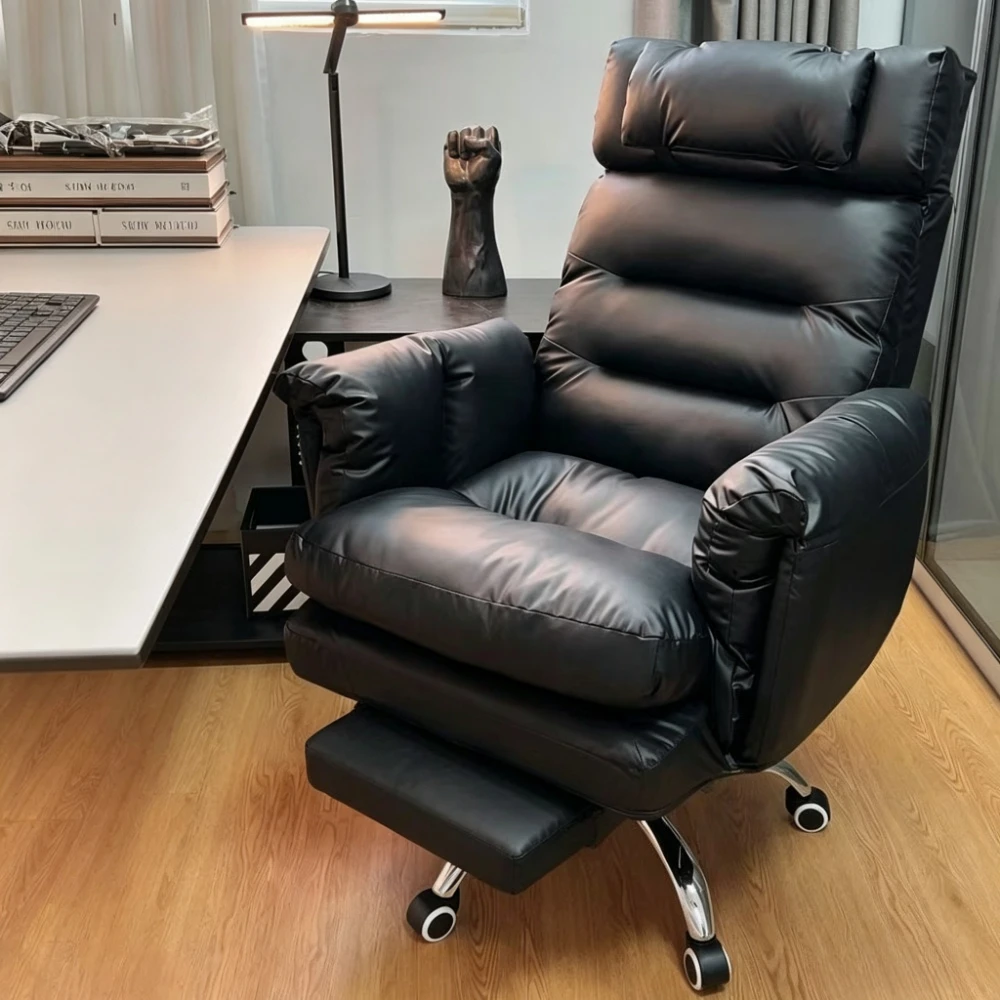 Swivel Home Computer Chair Long Sitting Office Chair Lazy Sofa Chair for Bedroom Desk Executive Boss Chair