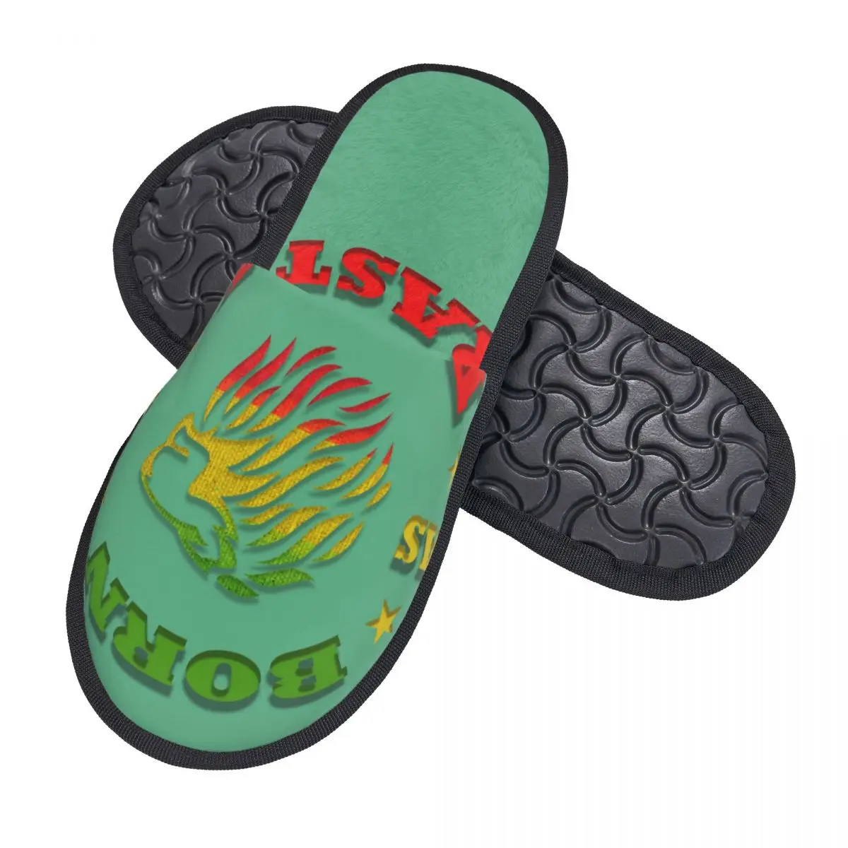 Custom Print Women Born As A Rasta House Slippers Soft Warm Rastafarian Memory Foam Fluffy Slipper Indoor Outdoor Shoes