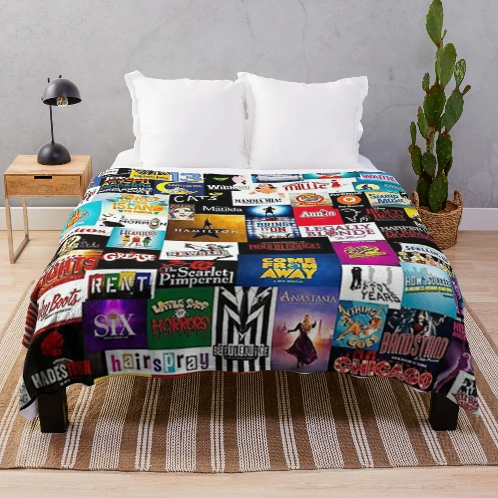 

Broadway Show Logo Collage Throw Blanket Blanket Sofa Oversized Throw Blanket Thin Wadding Blanket