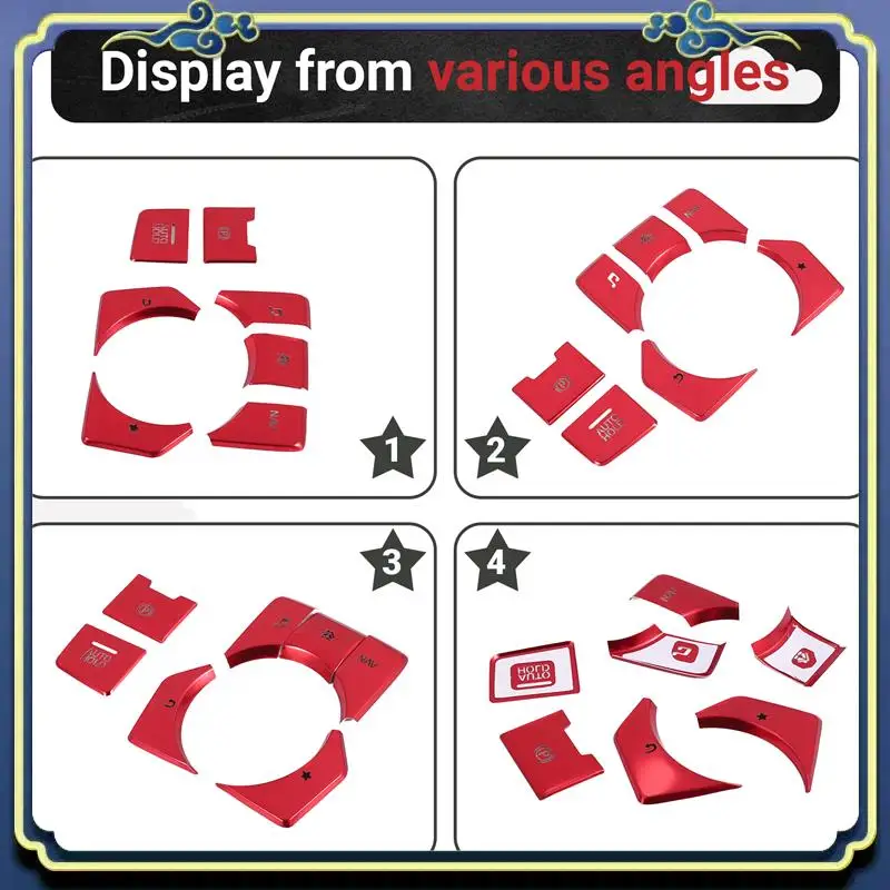 

AU16-7Pcs Red Electronic Handbrake Multimedia Button Cover Trim For Mazda 3 6 CX-5 CX-9 2016-2020 Center Console Sticker